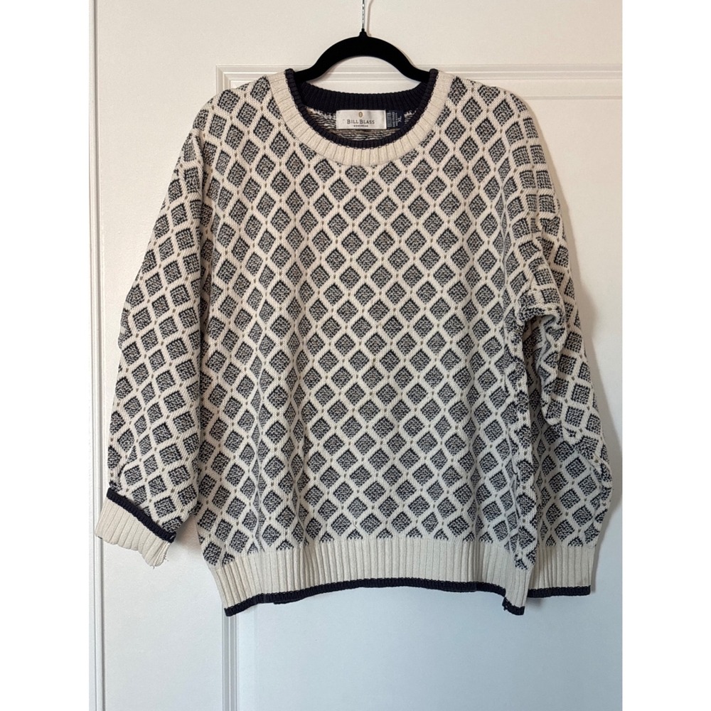 Vintage Bill Blass Menswear Diamond‎ Knit Cotton Sweater XL